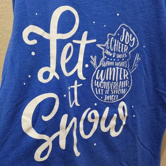 Holiday Time Let it Snow blue holiday short sleeve shirt Size Small 4-6 - Picture 2 of 7